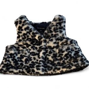 Calvin Klein Kids Leopard Print Faux Fur Vest - Black and White